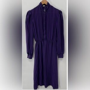 Vintage Witchy Whimsygoth Beetle Juice Striped Long Sleeve Goblincore Midi Dress